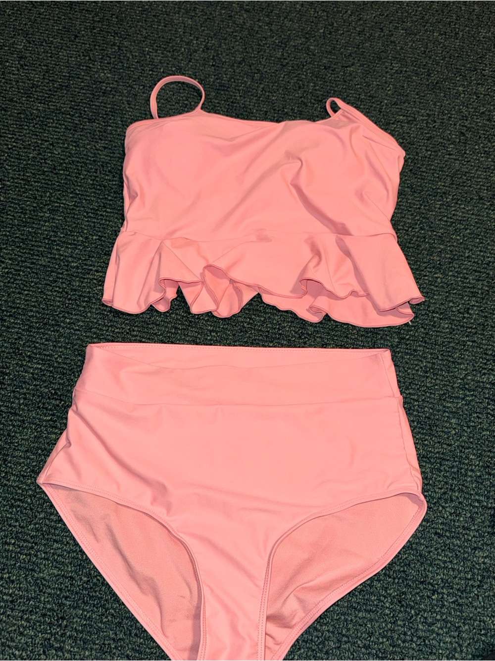 Pink Ruffle Two-Piece High-Waist Swim Set w extra floral bottoms